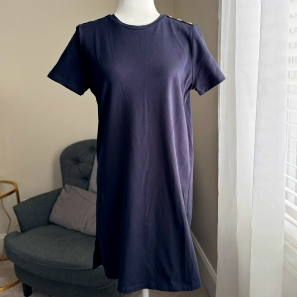 Saint and Sophia Navy Blue Knee-Length Tee Shirt Dress - size 8 (UK 12)